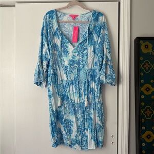 Lilly Pulitzer Azita Toile Me About It Charleston Blue and White Tunic Dress